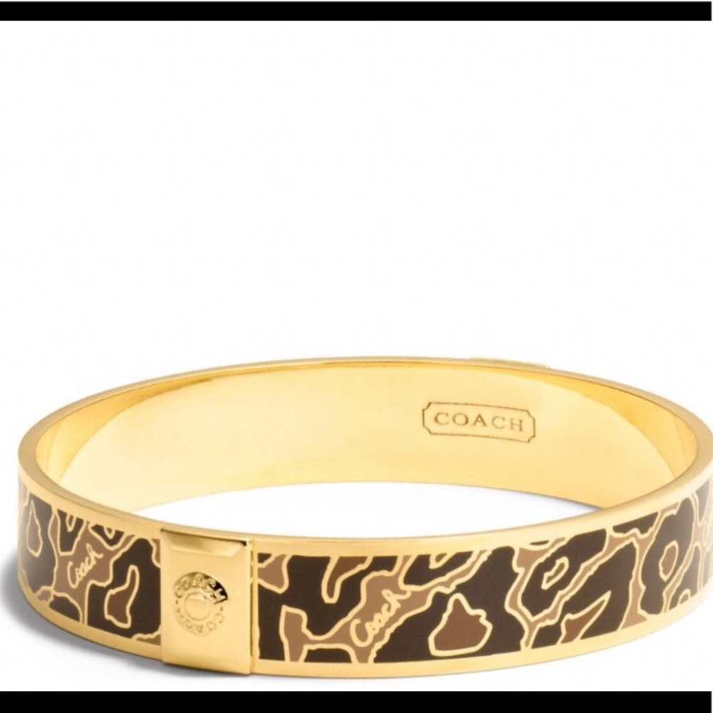 Coach Animal Print Gold Mutli-Brown Bangle